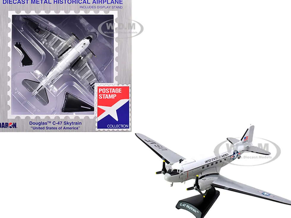 Douglas C-47 Skytrain Transport Aircraft "United States of America" United States Air Force 1/144 Diecast Model Airplane by Postage Stamp