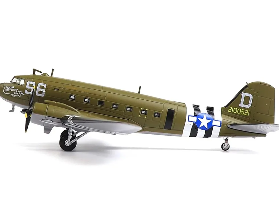 Douglas C-47 Skytrain Transport Aircraft "Night Fright, 79th Troop Carrier Squadron, 436th Troop Carrier Group, D-Day" (1944) United States Army Air Forces 1/100 Diecast Model