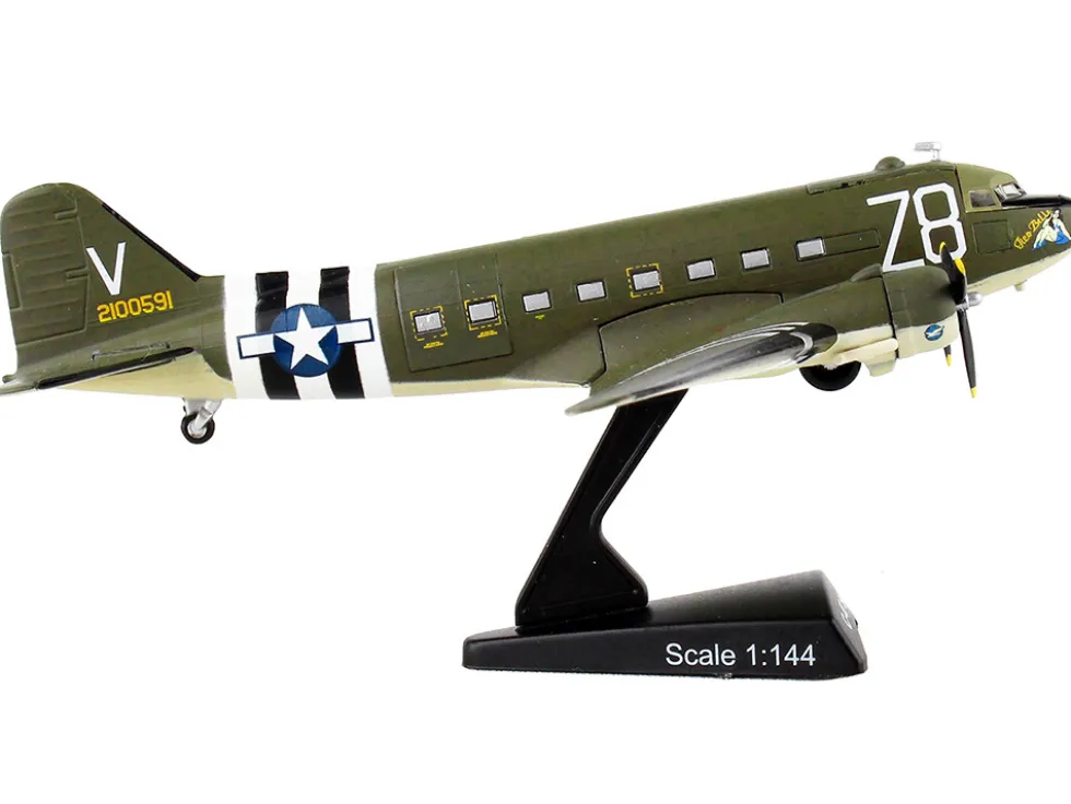 Douglas C 47 Skytrain Transport Aircraft Tico Belle 82nd Airborne Division D Day 1945 United States Army Air Forces 1/144 Diecast Model Airplane Postage Stamp PS5558-3