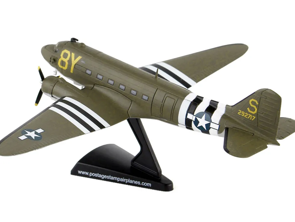 Douglas C 47 Skytrain Transport Aircraft Stoy Hora 440th Troop Carrier Group DDay 1945 United States Army Air Forces 1/144 Diecast Model Airplane Postage Stamp PS5558-2