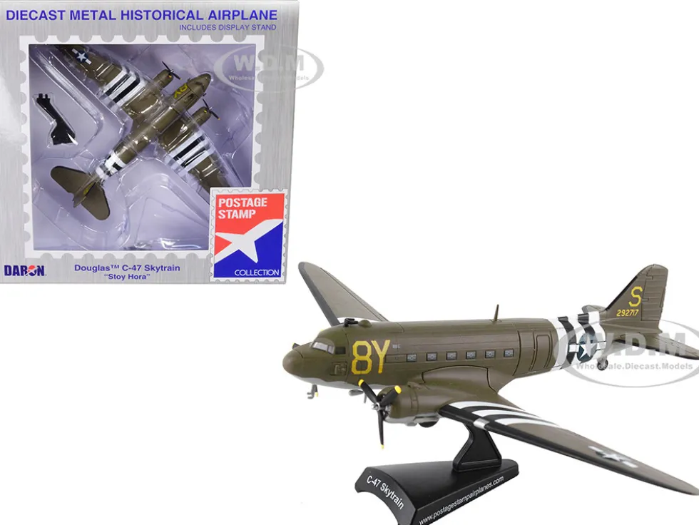 Douglas C 47 Skytrain Transport Aircraft Stoy Hora 440th Troop Carrier Group DDay 1945 United States Army Air Forces 1/144 Diecast Model Airplane Postage Stamp PS5558-2