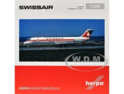 Douglas DC-9-30F Commercial Aircraft "Swissair" (HB-IFW) White with Red Stripes 1/200 Diecast Model Airplane by Herpa