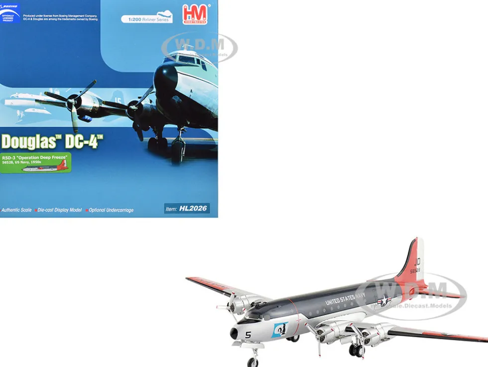 Douglas R5D-3 Skymaster Transport Aircraft "Operation Deep Freeze" (1950s) United States Navy "Airliner Series" 1/200 Diecast Model by Hobby Master