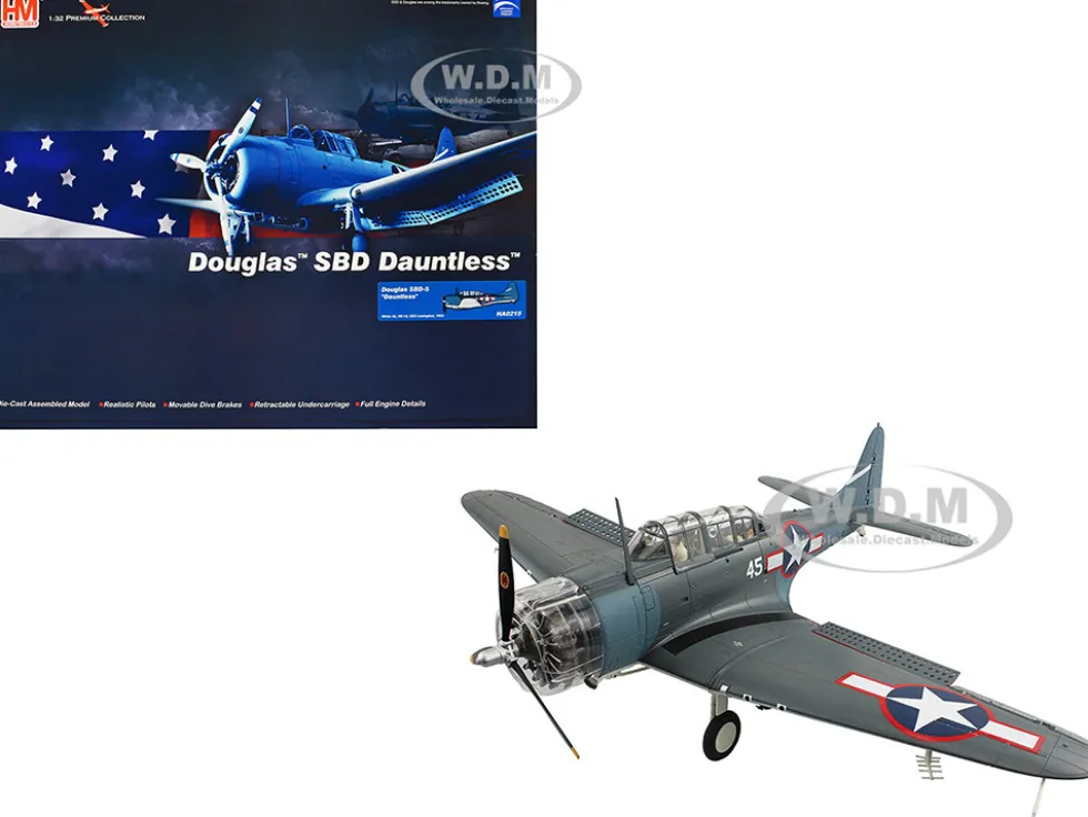 Douglas SBD-5 Dauntless Bomber Aircraft "VB-16, USS Lexington" (1943) United States Navy "Premium Collection" 1/32 Diecast Model by Hobby Master