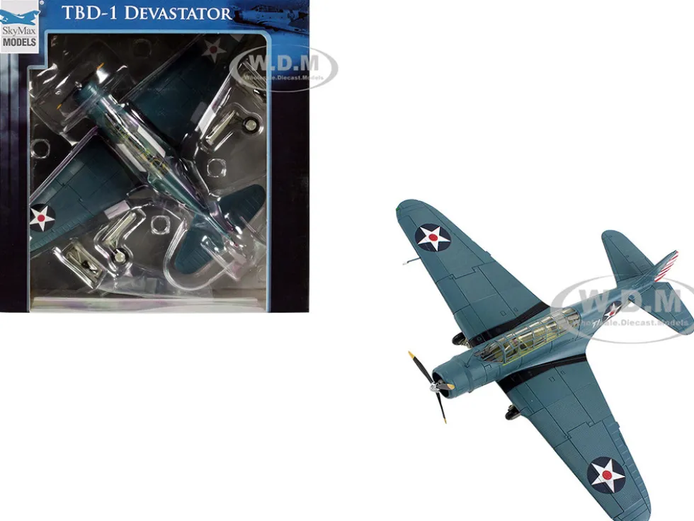 Douglas TBD-1 Devastator Bomber Aircraft "Lt. Cdr. James Brett, VT-2, USS Lexington" (1942) United States Navy "SkyMax Models" Series 1/72 Diecast Model by Hobby Master