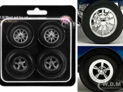Drag Wheel and Tire Set of 4 pieces from "1957 Chevrolet 150 Gasser 'High Roller'" for 1/18 Scale Models by ACME