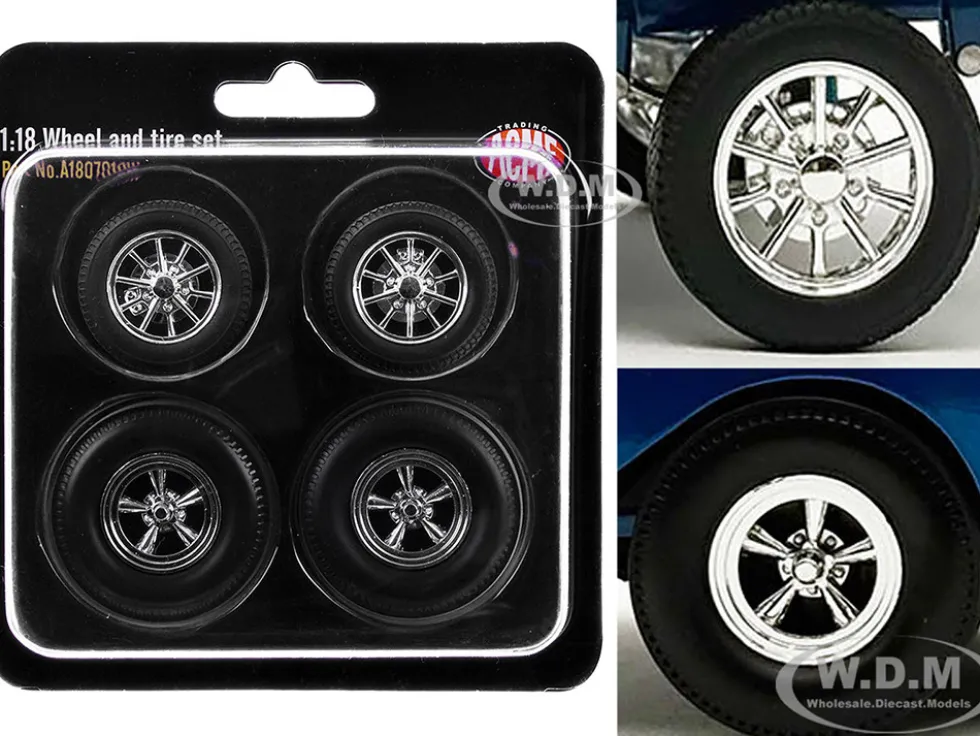 Drag Wheel and Tire Set of 4 pieces from "1957 Chevrolet 150 Gasser 'High Roller'" for 1/18 Scale Models by ACME