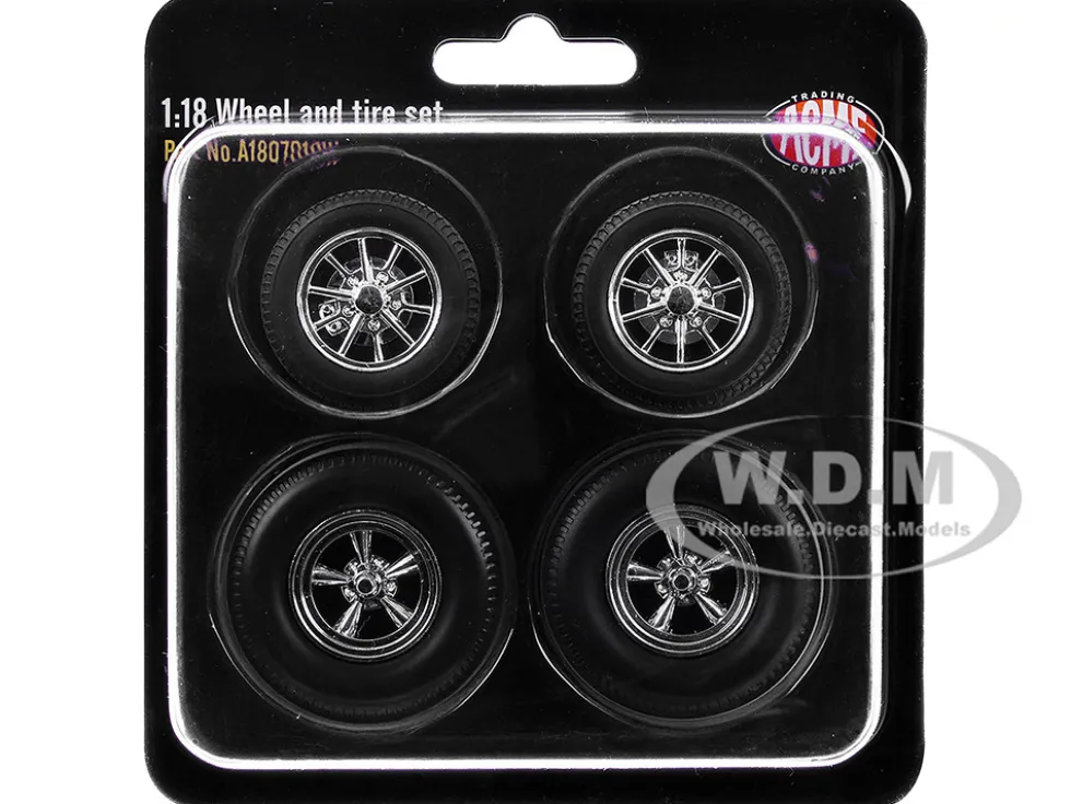 Drag Wheel and Tire Set of 4 pieces from "1957 Chevrolet 150 Gasser 'High Roller'" for 1/18 Scale Models by ACME