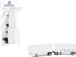 28' Dry Van Double Pup Trailers White Set of 2 pieces 1/87 (HO) Plastic Model Car by HO Logistics