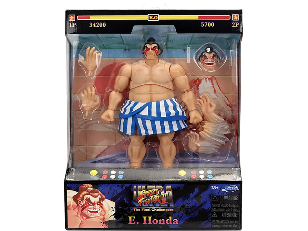 E. Honda 6.5" Moveable Figure with Accessories and Alternate Head and Hands "Ultra Street Fighter II: The Final Challengers" (2017) Video Game Model by Jada