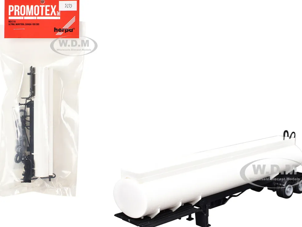 Elliptical Tanker Trailer White 1/87 (HO) Plastic Model by Promotex