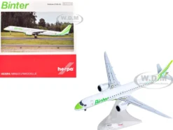 Embraer E195-E2 Commercial Aircraft "Binter Canarias" (EC-NEZ) White with Green Striped Tail 1/200 Diecast Model Airplane by Herpa