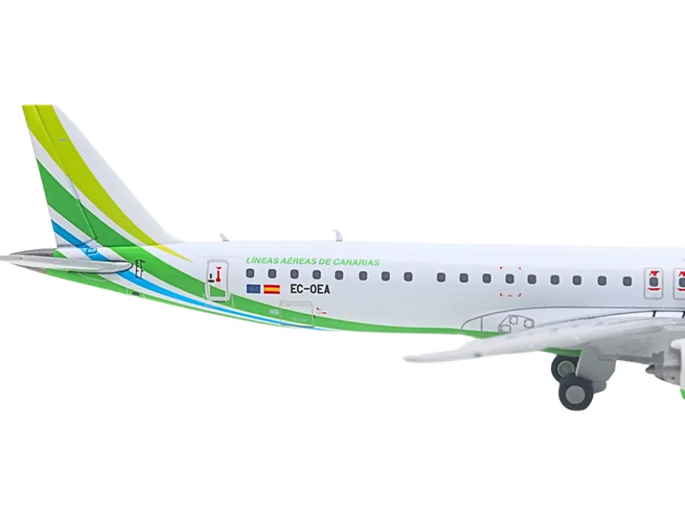 Embraer E195-E2 Commercial Aircraft "Binter Canarias" (EC-OEA) White with Green Tail Stripes Stripes 1/400 Diecast Model Airplane by GeminiJets