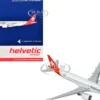 Embraer E190-E2 Commercial Aircraft "Helvetic Airways" (HB-AZC) White with Red Tail 1/400 Diecast Model Airplane by GeminiJets