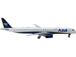 Embraer E195-E2 Commercial Aircraft "Azul Brazilian Airlines" (PS-AEH) White with Blue Tail 1/400 Diecast Model Airplane by GeminiJets