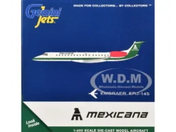 Embraer ERJ-145 Commercial Aircraft "Mexicana de Aviacion" (XA-MBR) White with Green Stripes 1/400 Diecast Model Airplane by GeminiJets