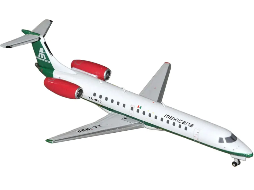Embraer ERJ-145 Commercial Aircraft "Mexicana de Aviacion" (XA-MBR) White with Green Stripes 1/400 Diecast Model Airplane by GeminiJets