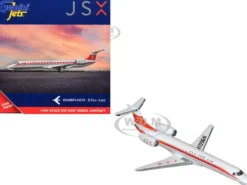 Embraer ERJ-145 Commercial Aircraft "JSX" (N960JX) White with Red Stripes and Tail 1/400 Diecast Model Airplane by GeminiJets