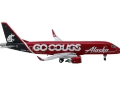 Embraer ERJ-175 Commercial Aircraft "Alaska Airlines/Horizon - Washington State Cougars" (N661QX) Red with Gray Tail 1/400 Diecast Model Airplane by GeminiJets