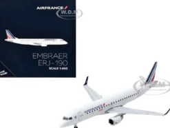 Embraer ERJ-190 Commercial Aircraft "Air France Hop" (F-HBLR) White with Striped Tail 1/400 Diecast Model Airplane by GeminiJets