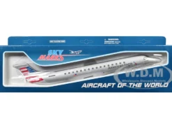 Embraer ERJ-145 Commercial Aircraft "American Eagle - ExpressJet" Gray with Striped Tail (Snap-Fit) 1/100 plastic model by Skymarks