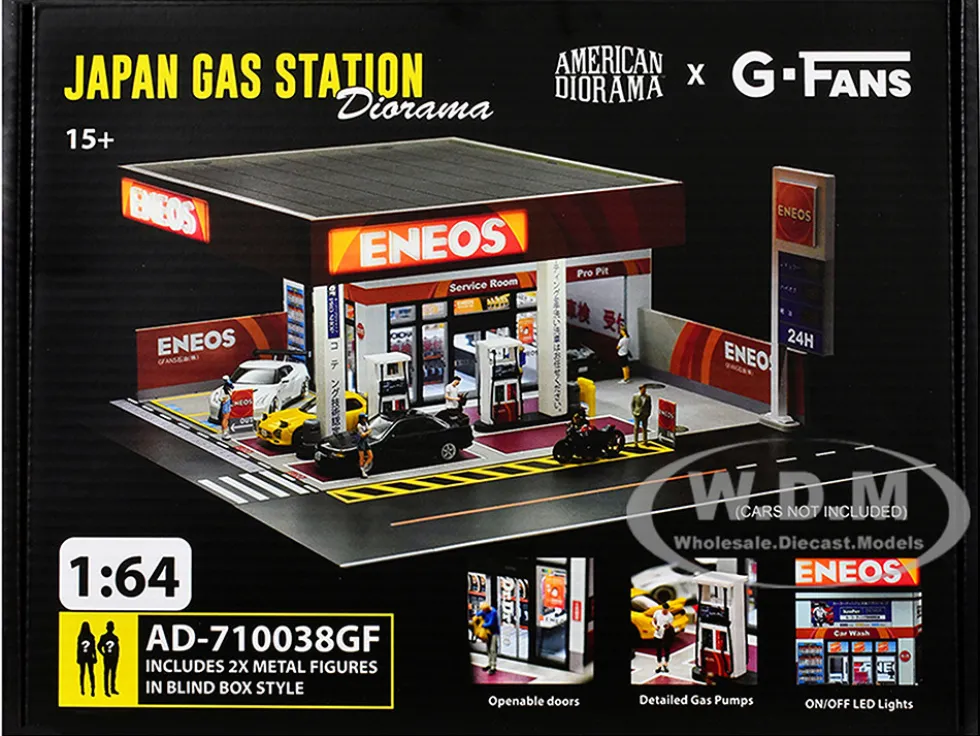 Eneos Japan Gas Station Diorama Set "American Diorama X G-Fans" Series for 1/64 Scale Models by American Diorama