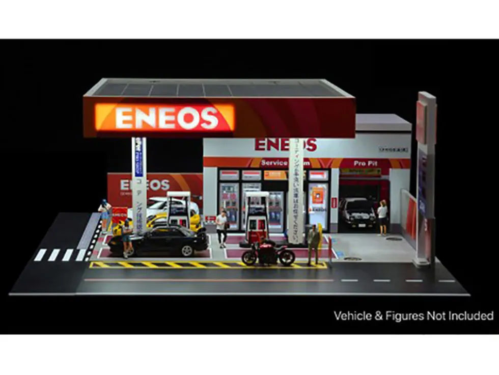 Eneos Japan Gas Station Diorama Set "American Diorama X G-Fans" Series for 1/64 Scale Models by American Diorama