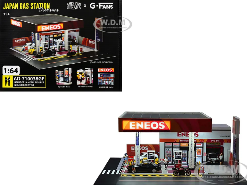 Eneos Japan Gas Station Diorama Set "American Diorama X G-Fans" Series for 1/64 Scale Models by American Diorama