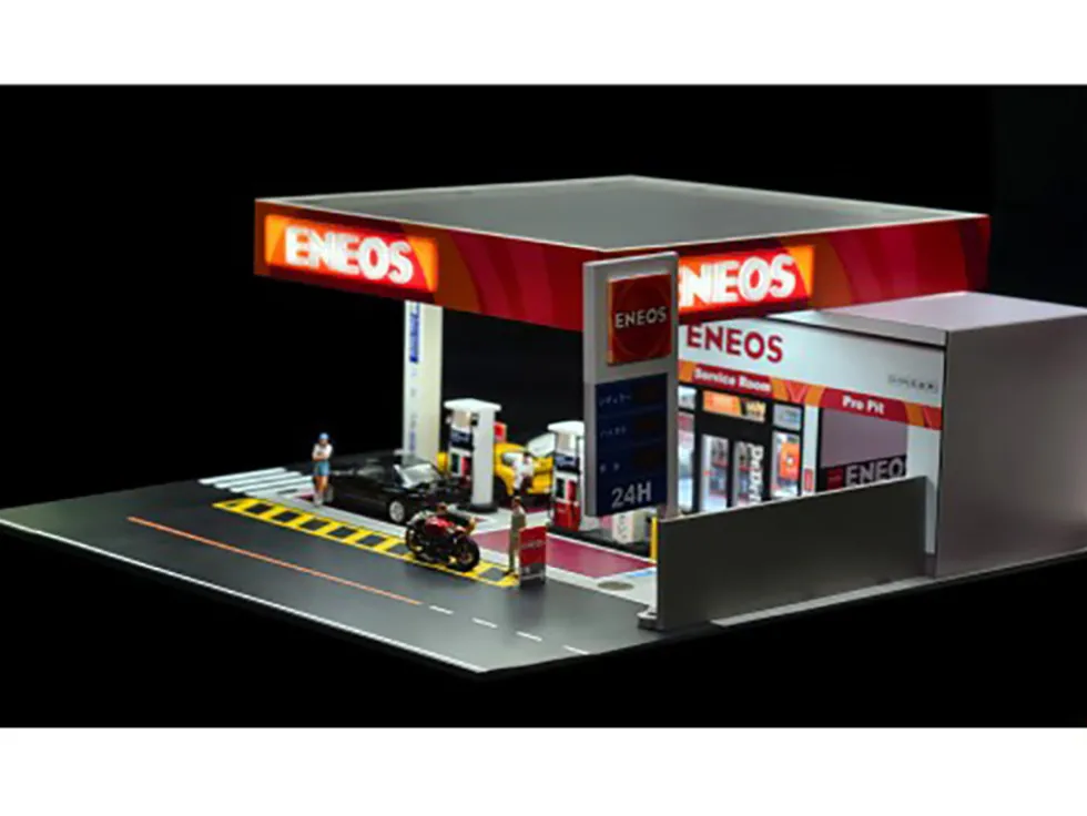 Eneos Japan Gas Station Diorama Set "American Diorama X G-Fans" Series for 1/64 Scale Models by American Diorama