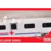 Equine Ambulance Trailer White with Blue Stripes 1/87 (HO) Plastic Model by Promotex