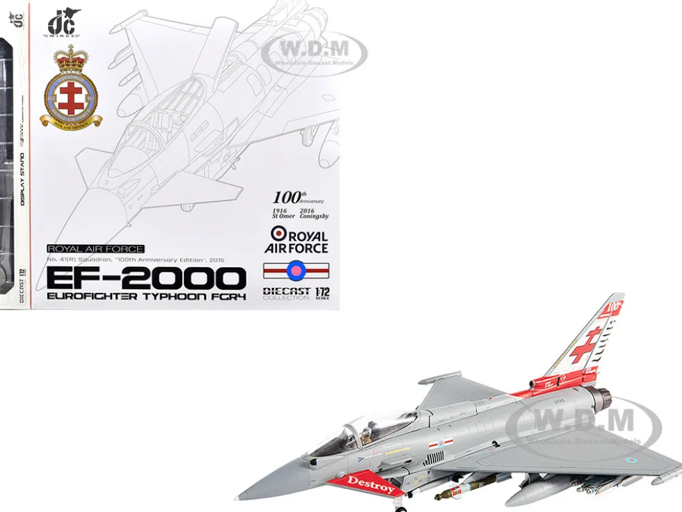Eurofighter Typhoon FGR4 EF-2000 Aircraft "No.41(R) Squadron, 100th Anniversary" (2016) British Royal Air Force 1/72 Diecast Model by JC Wings