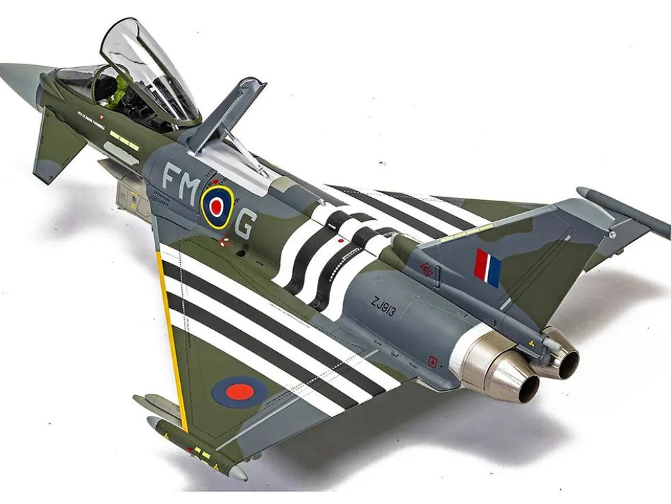 Eurofighter Typhoon FGR4 Fighter Aircraft "ZJ913 FM-G, Moggy, D-Day 80th Anniversary Display Scheme" (2024) Royal Air Force "The Aviation Archive" Series 1/48 Diecast Model by Corgi