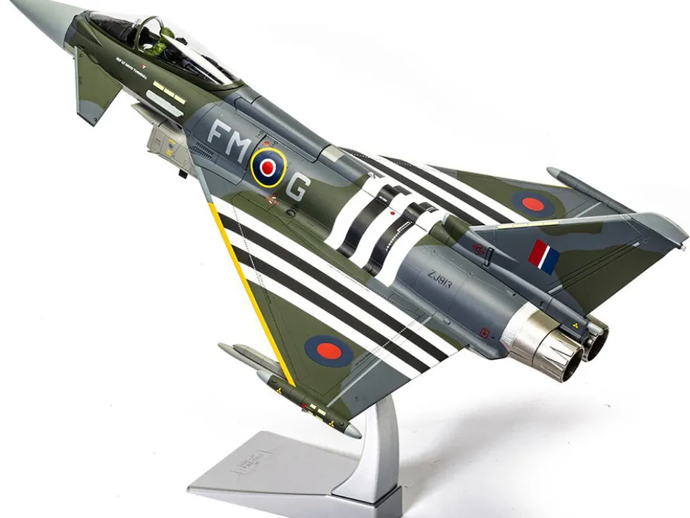 Eurofighter Typhoon FGR4 Fighter Aircraft "ZJ913 FM-G, Moggy, D-Day 80th Anniversary Display Scheme" (2024) Royal Air Force "The Aviation Archive" Series 1/48 Diecast Model by Corgi