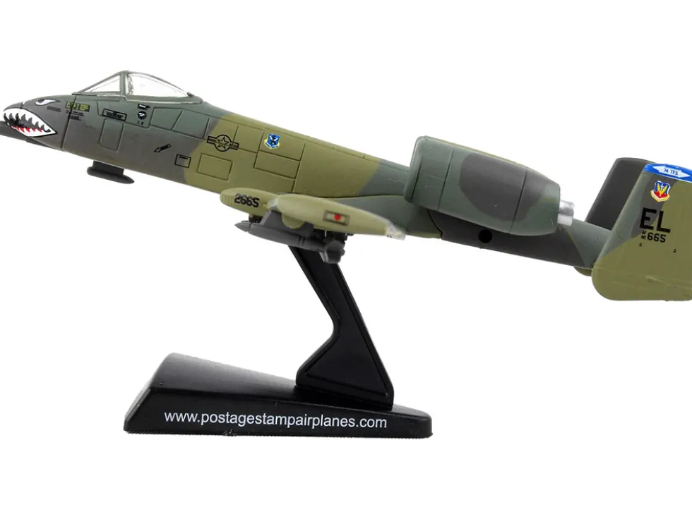 Fairchild Republic A 10A Thunderbolt II Warthog Aircraft Flying Tigers First American Volunteer Group of the Republic of China Air Force 1/140 Diecast Model Airplane Postage Stamp PS5375-4