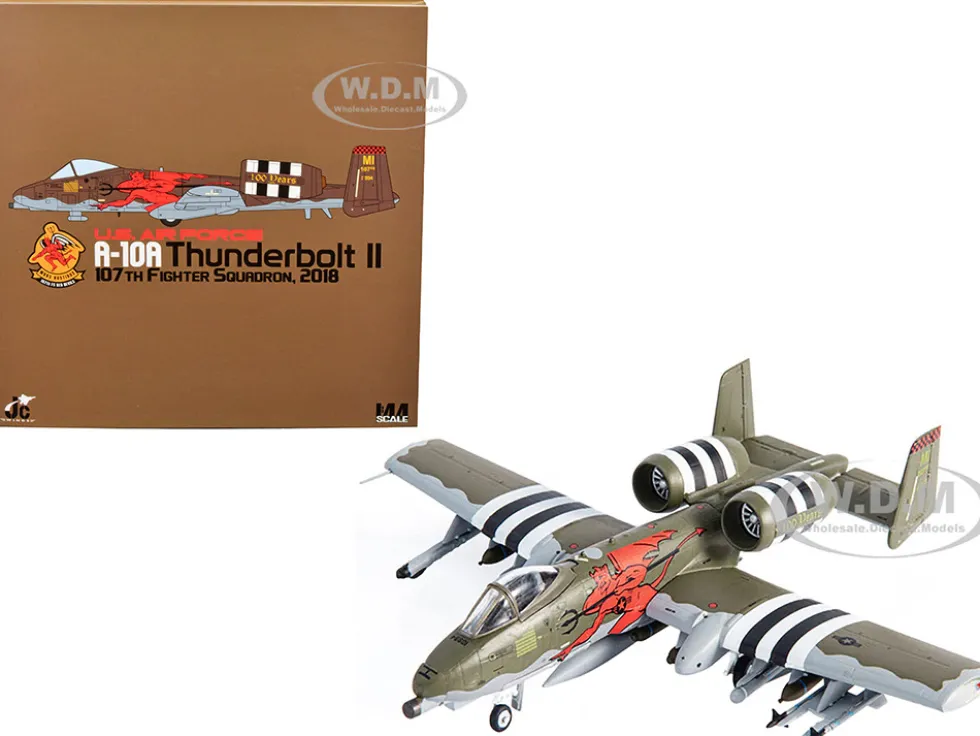 Fairchild Republic A 10A Thunderbolt II Aircraft US Air Force 107th Fighter Squadron 100th Anniversary Edition 2018 1/144 Diecast Model JC Wings JCW-144-A10-002