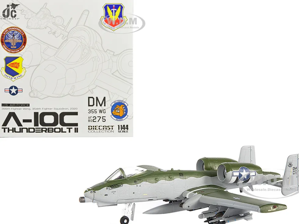 Fairchild Republic A 10C Thunderbolt II Attack Aircraft 355th Fighter Wing 354th Fighter Squadron Bulldogs 2020 United States Air Force 1/144 Diecast Model JC Wings JCW-144-A10-003