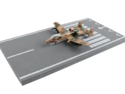 Fairchild Republic A 10 Thunderbolt II Warthog Attack Aircraft Camouflage United States Air Force with Runway Section Diecast Model Airplane Runway24 RW001
