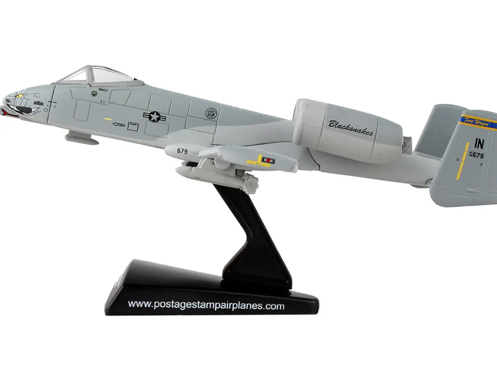 Fairchild Republic A 10 Thunderbolt II Warthog Aircraft 163rd Fighter Squadron Blacksnakes United States Air Force 1/140 Diecast Model Airplane Postage Stamp PS5375-3