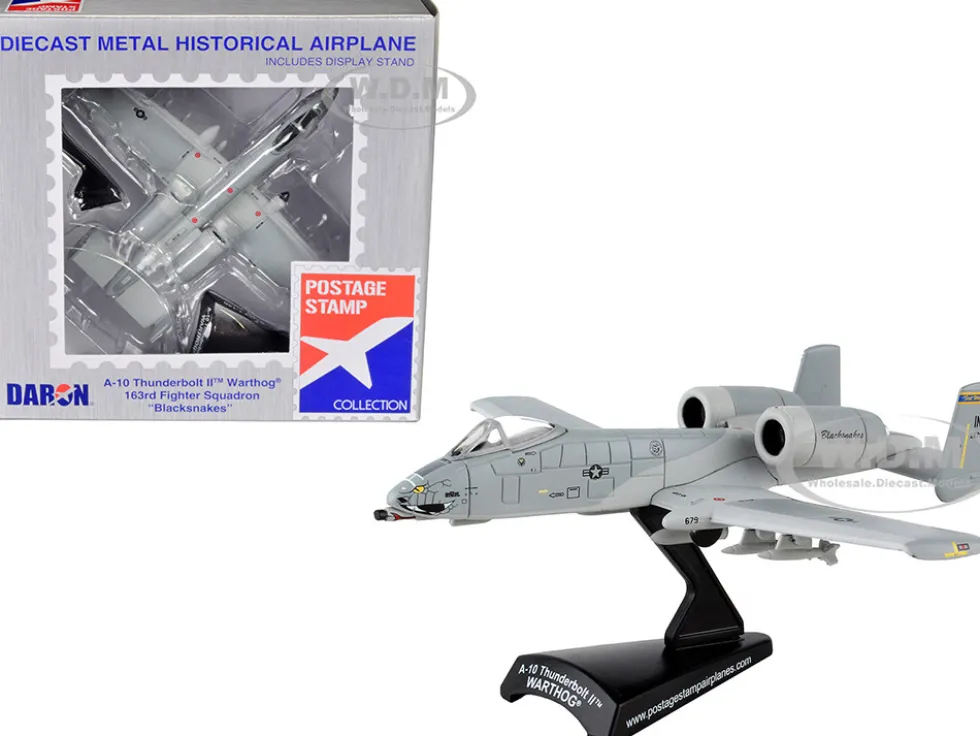 Fairchild Republic A 10 Thunderbolt II Warthog Aircraft 163rd Fighter Squadron Blacksnakes United States Air Force 1/140 Diecast Model Airplane Postage Stamp PS5375-3