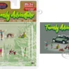 Family Adventure 6 piece Diecast Figure Set 4 Figures 1 Dog 1 Tricycle Limited Edition to 3600 pieces Worldwide 1/64 Scale Models American Diorama AD-76513MJ