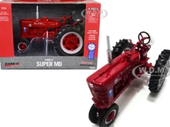 Farmall Super MD Narrow Front Tractor Red Blue Ribbon Reconditioned Case IH Agriculture Series 1/16 Diecast Model ERTL TOMY 44286