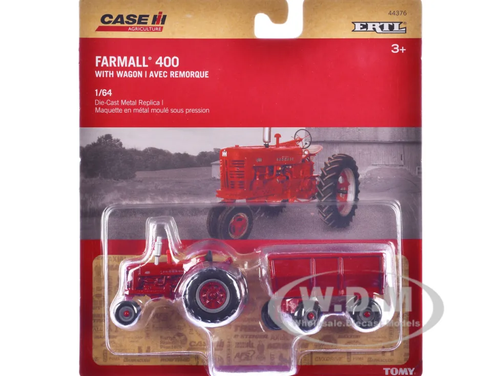 Farmall 400 Tractor Red with Wagon "Case Agriculture" Series 1/64 Diecast Model by ERTL TOMY