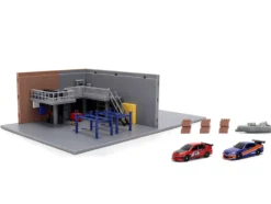Fast & Furious Han's Garage Diorama with 2 Cars and Accessories "Nano Scene" Series 1/32 Model by Jada