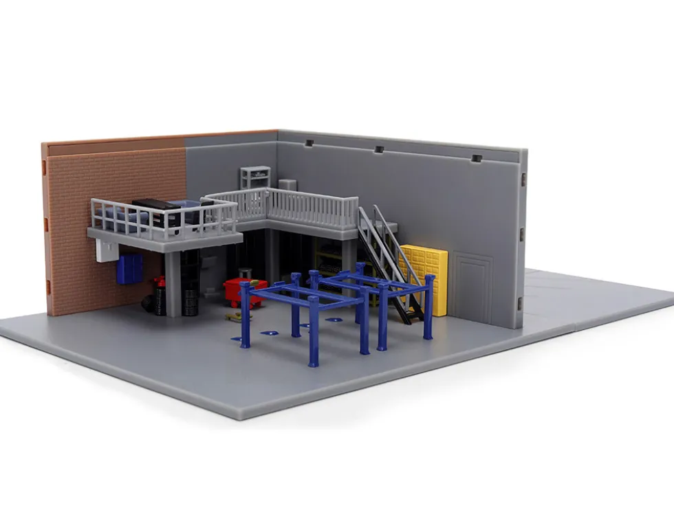 Fast & Furious Han's Garage Diorama with 2 Cars and Accessories "Nano Scene" Series 1/32 Model by Jada