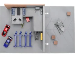Fast & Furious Han's Garage Diorama with 2 Cars and Accessories