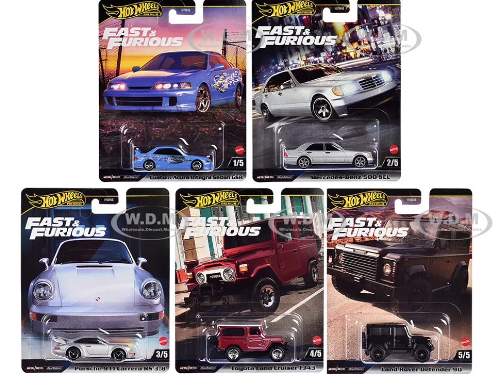 Fast & Furious 2023 5 piece Set G Diecast Model Cars by Hot Wheels