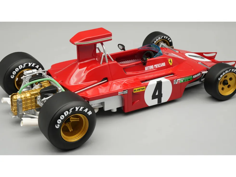 Ferrari 312B3-73 #4 Arturo Merzario Formula One F1 "United States GP" (1973) "Mythos Series" with Display Case Limited Edition to 50 pieces Worldwide 1/18 Model Car by Tecnomodel