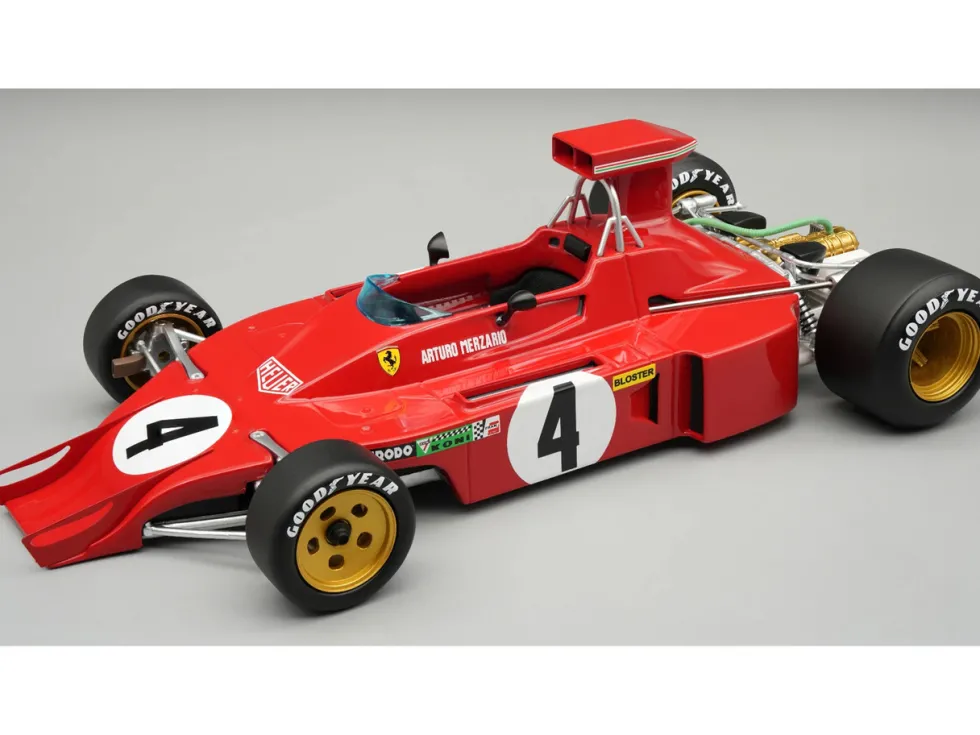 Ferrari 312B3-73 #4 Arturo Merzario Formula One F1 "United States GP" (1973) "Mythos Series" with Display Case Limited Edition to 50 pieces Worldwide 1/18 Model Car by Tecnomodel