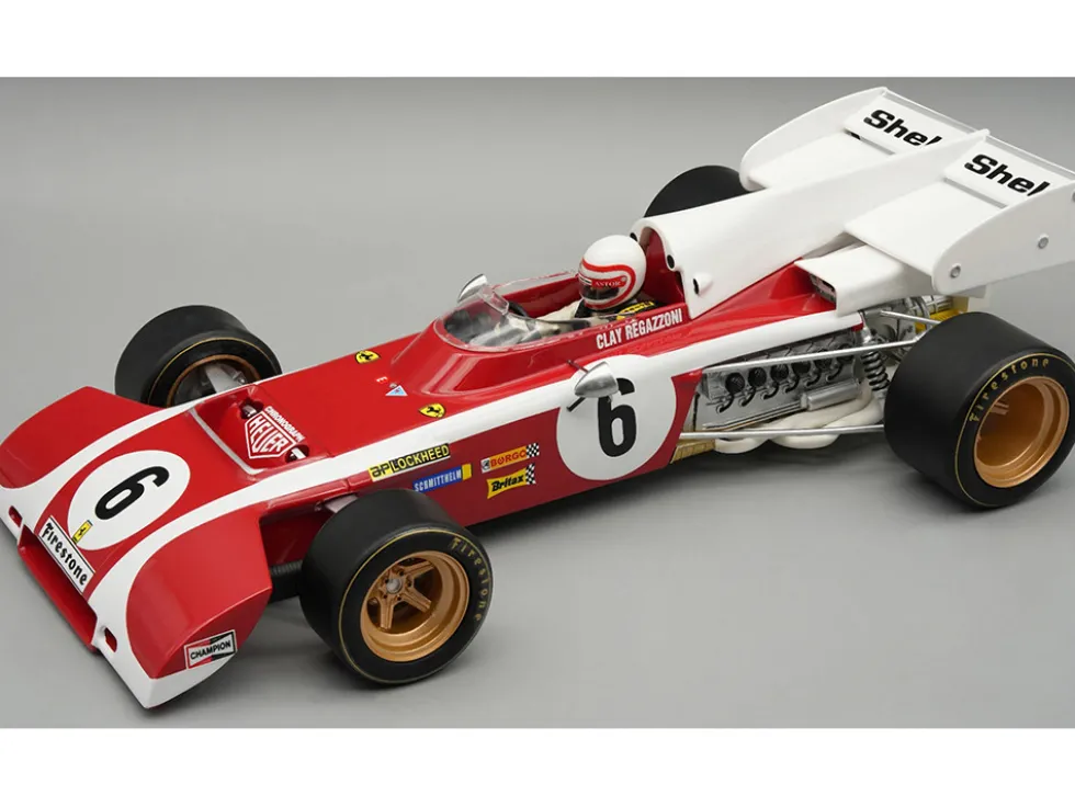 Ferrari 312 B2 #6 Clay Regazzoni Formula One F1 "South African GP" (1972) "Mythos Series" with Driver Figure and Display Case Limited Edition to 50 pieces Worldwide 1/18 Model Car by Tecnomodel
