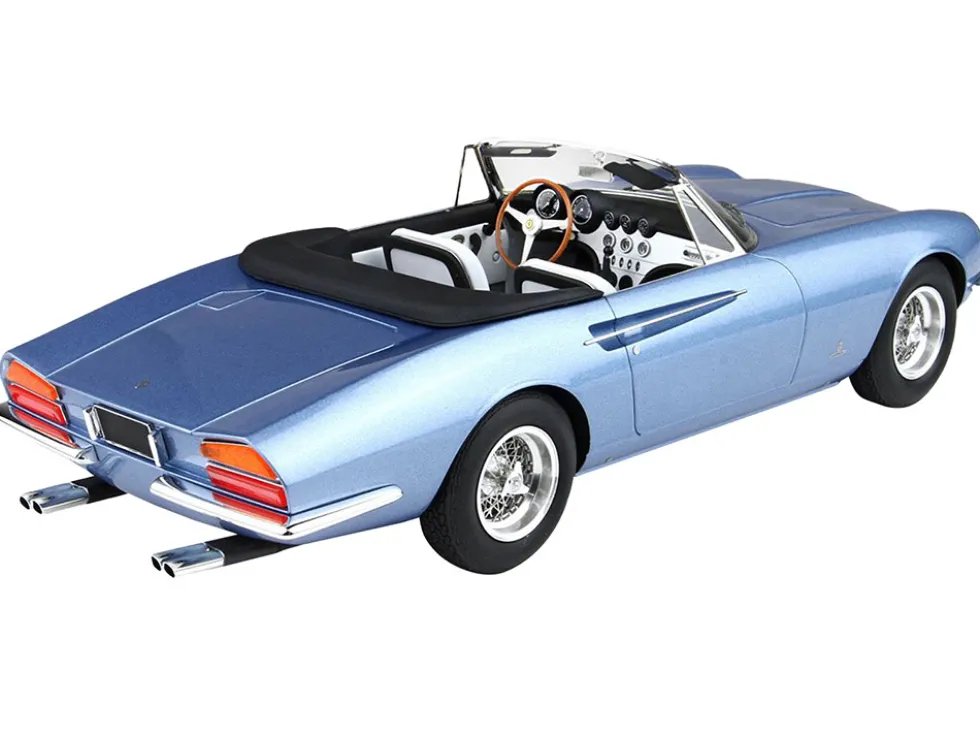 1966 Ferrari 365 California Convertible S/N 08347 "Geneve Motor Show" Light Blue Metallic with DISPLAY CASE Limited Edition to 200 pieces Worldwide 1/18 Model Car by BBR